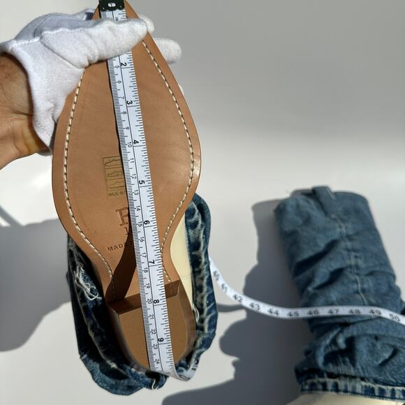 R13 Mid Cowboy Boots with Denim Sleeve Shaft Indigo Blue Ivory Size 38 NIB $1395 - Picture 13 of 16